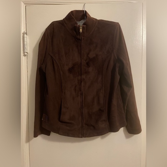 Lauren Ralph Lauren Chocolate Brown Faux Suede Long Sleeve Jacket Small Petite - Picture 1 of 10